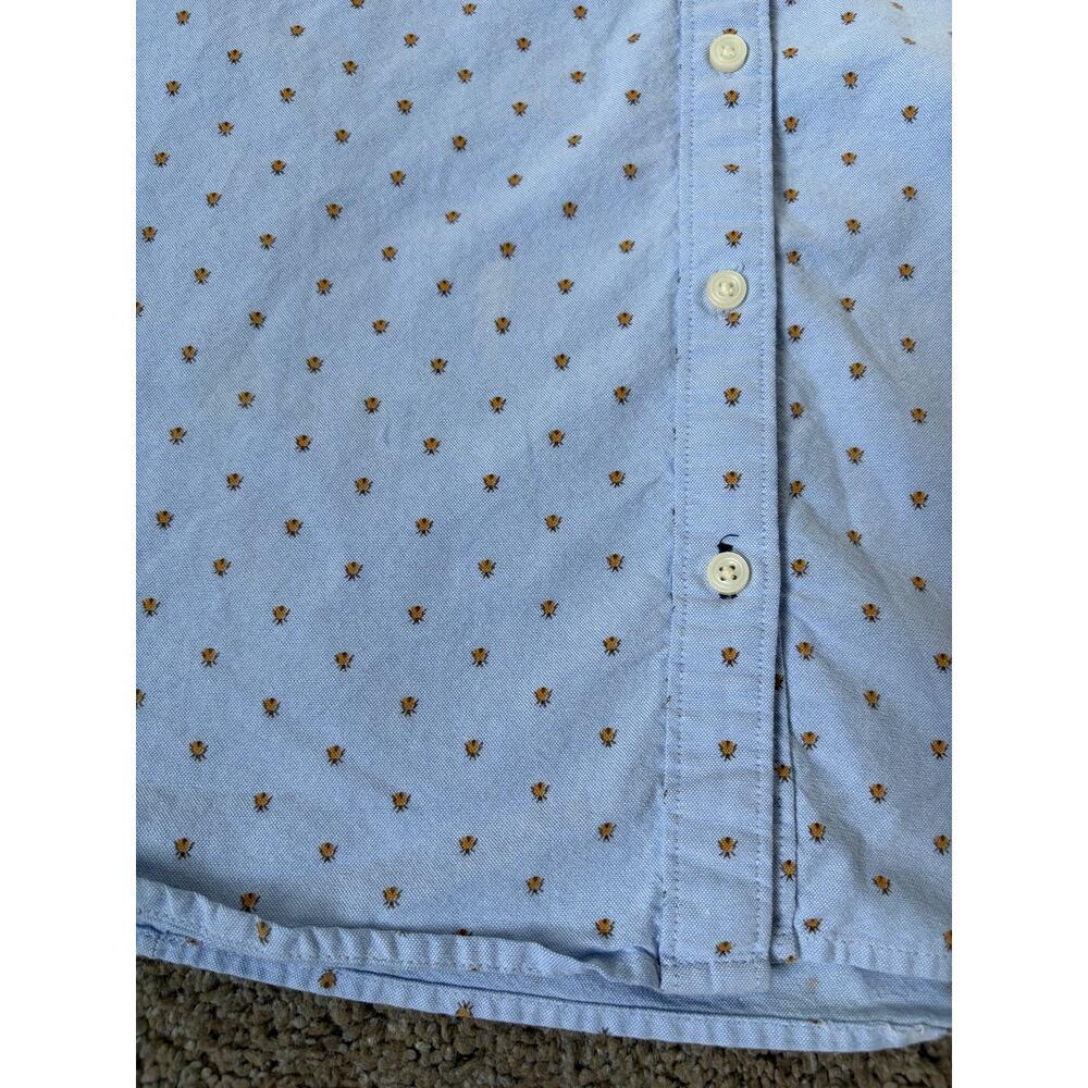 Womens 100% Cotton Button Down Casual Blue Floral Dress Shirt Sz L Career Office - Picture 7 of 9